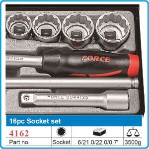 Гедоре, дванадесетостен 16ч. на 1/2", вложки 10-32mm к-т, Force, 4162