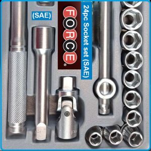 Гедоре, Inch/zoll, шестостен 24ч. на 1/2", вложки 5/16"-1-1/4" к-т, 12.5mm, Force, 4243-S5.