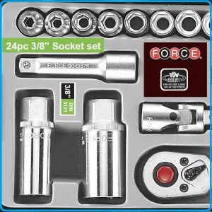 Гедоре, шестостен 24ч. на 3/8", вложки 6-22mm + 16 и 20.6mm к-т, Force, 3251-5