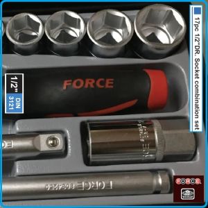 Гедоре, шестостен 17ч. на 1/2", вложки 8-26mm + 20.6mm к-т, Force, 4173-5