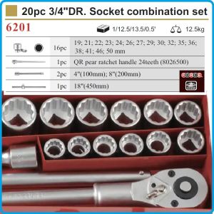 Гедоре, дванадесетостен 20ч. на 3/4", вложки 19-50mm к-т, Force, 6201