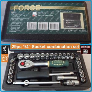 Гедоре, дванадесетостен 29ч. на 1/4", вложки 4-13mm + Hex, SL, PH, PZ к-т, Force, 2292-9
