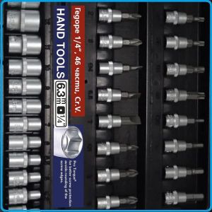 Гедоре, шестостен 46ч. на 1/4", вложки 4-14mm + Torx, Hex, SL, PH, PZ к-т, Bolter, 53146